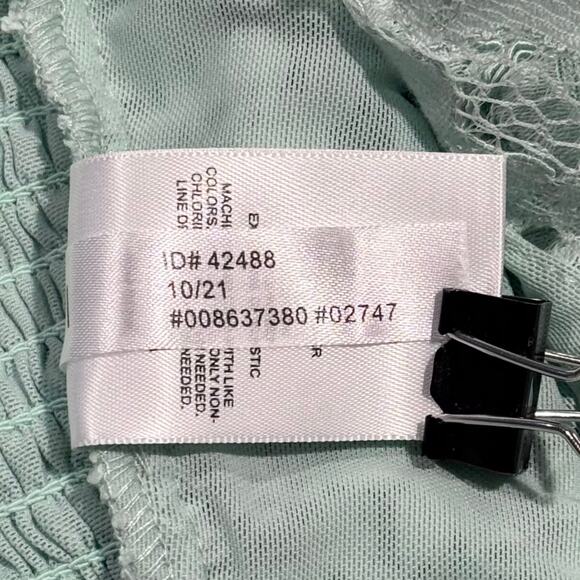 NWT Express Crop Top Lace Y2K Coquette Romantic Festival Smocked Turquoise Large - Picture 4 of 6